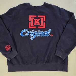 KR3W Original Crewneck Sweatshirt Mens Large Navy Blue Graphic Pullover